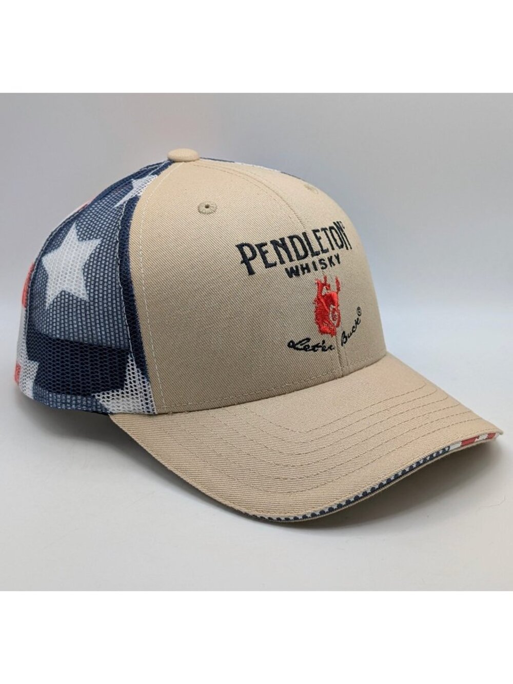 Pendleton Blended Canadian Whisky Snapback Mesh Let’er Buck USA Flag Hat Cap